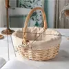 Nova cesta de flor de salgueiro feita à mão Rattan palha Tassel Festival Presente de casamento princesa cesta pequena cesta de vime
