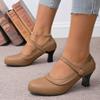 Zapatos de Tacón Alto de Exportación Transfronteriza Talla Grande para Mujer 2025 Zapatos Planos Retro con Punta Redonda y Hebilla para Mujer Zapatos Mary Jane de Tacón Grueso para Mujer 43
