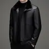 Nueva chaqueta de cuero de invierno para hombre, estilo business casual, cuello de piel desmontable, abrigo de cuero acolchado de plumón para padres de mediana edad