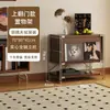 Estantería para sala de estar, mueble minimalista estilo Bauhaus con puertas abatibles, estante de almacenamiento, mueble multifuncional de pie para dormitorio o estudio