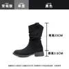 Botas Martin de tacón grueso para mujer, nueva colección otoño/verano 2026, increíblemente estilosas, con detalle de plisados, botas de cowboy estilo western y botines súper modernos.