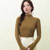 Top Camiseta Base para Mujer con Terciopelo Bariyang Proteína Cuello Redondo Cuello Medio Otoño e Invierno Cuello Medio Alto Ropa Exterior Cálida