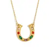 Collar Elegante de Diseño de Nicho Europeo y Americano Creativo de Herradura Acero Inoxidable 316L Chapado en Oro de 18 Quilates Colgante en Forma de U con Diamante