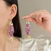 "Escama Xiyue Roxa" Brincos de Peixe com Franja de Concha Roxa Imitação Nicho Único Elegante para Mulheres