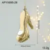 Novo Pingente de Plástico com Glitter Dourado Desenho Animado Decoração de Árvore de Natal Janela