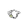 Anillo abierto de plata de ley S925 con microincrustaciones de circonitas y diseño minimalista de cara irregular estilo coreano 696 para mujer