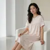 Novo Vestido Pijama para Mulheres 2026, Primavera/Verão, Babados, Manga Curta, Soltinho, Casual, Pode Ser Usado ao Ar Livre, Roupa de Casa, Confortável, com Bojos Embutidos