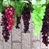 Uva con escarcha de fruta de simulación, tacto real, plástico, racimo de uvas artificiales, accesorios para disparar, racimo de uvas decorativo de ratán para el hogar