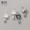 Colgante de flor de loto de plata de ley 925, plata tailandesa envejecida, pulsera DIY, colgante vintage, accesorios de cuerda hechos a mano S0712
