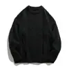 Suéter Vintage de Tricô Trançado com Gola Redonda para Homens, Novo Outono e Inverno Cor Sólida Solto Tendência Marca Cardigan de Tricô Torcido