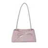 Bolsa Baguete Fresca e Doce com Laço Nicho Casual Simples Fashionável Estilosa Bolsa de Ombro Único Belo Temperamento Bolsa de Axila