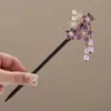 Pasador Imitación Ébano Estilo Antiguo para Mujer, Accesorios Modernos Han Dynasty Cheongsam, Pasador de Madera, Nuevo Pasador con Borla Chinoiserie Super Hada