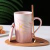 Taza con patrón de mármol alto valor de color taza de cerámica para pareja taza para dama regalo navideño logotipo impreso mayoreo