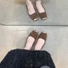 Primavera 2025 Nuevos Zapatos de Falda Elegantes de Estilo Francés para Mujer de Boca Baja Estilo Hada Satén Punta Cuadrada Planos Zapatos de Señora