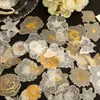Série Sonho Floral Adesivos para Planejador Dia Bonito Flores Florais com Relevo Dourado Retro Leve Material DIY Adesivos 8 Designs