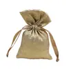 Bolsa con Cordón Estampada en Dorado de Poliéster, Bolsa Portátil a Prueba de Polvo para Viaje, Bolsa de Almacenamiento para Joyería, Bolsa de Regalo de Dulces para Boda