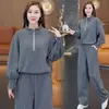 Conjunto de otoño de moda hecho a medida: un conjunto completo para mujer, que incluye una sudadera deportiva y pantalones de pierna ancha, perfecto para el otoño/invierno 2026