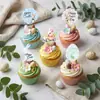 Decorações de Cupcake de Coelho da Páscoa com Impressão de Cor UV Estilo Ins Transfronteiriço Decorações de Bolo Feliz Páscoa Festa