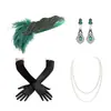 Diadema de Plumas Estilo Gatsby de los Años 20 Tocado Accesorios para el Cabello Fiesta de Despedida de Soltera Baile de Graduación Maquillaje Set de Accesorios de Guantes de Noche