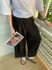 Calça Plissada Retro Americana Masculina Verão 2025 Estilo de Rua Neutro Relaxada Solta Casual de Perna Larga
