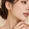 Brincos de Franja em Ouro 18K Lichuan Joias para Orelha Diamante Incrustado Luxo Leve Toque de Alto Padrão Piercings Brincos de Pino Brincos de Aço Inoxidável Não Desbotam
