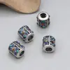 Plata de ley S925 gota de pegamento gota de aceite artesanía barril cuentas accesorios retro agujero grande DIY material de cuentas hecho a mano joyería al por mayor