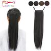 Comércio exterior Europa e Estados Unidos cabelo comprido liso com tira rabo de cavalo peruca feminina rabo de cavalo fosco moda coreana extensão de cabelo em estoque em estoque atacado