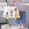Terno infantil primavera e outono 2025 primavera nova camiseta cardigan três peças bebê primavera manga comprida roupas infantis