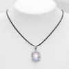 Joyería Transfronteriza Europea y Americana Cadena de Cuerda Negra Dulce Fresca Lujo Ligero Estilo Ópalo Iridiscente Corazón con Incrustaciones de Diamante Mariposa Estrella Colgante Nicho