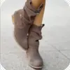 En stock modelo de comercio exterior de otoño e invierno deseo tacón bajo 40-43 tacón bajo ante corte bajo botas de mujer