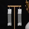 Pendientes Miao Étnicos de Borla Larga Estilo Nuevo, Pendientes Exagerados de Declaración de Moda Estilo Étnico de Plata Miao de Lujo Ligero