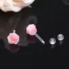 Pendientes Exquisitos de Resina Rosa Dulce, Lujo Ligero, Degradado de Color Claro, Suaves, Modernos, Pequeños y Versátiles para el Uso Diario