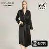 Robe de seda pesada de 19 mm para mulheres, 100% seda de amoreira, comprimento médio, adequado para comércio transfronteiriço, pode ser usado fora de casa como roupa de casa ou roupão de manhã