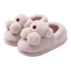 Pantuflas de algodón Oso Pequeño para niñas, nuevos estilos de otoño e invierno, con talón cerrado, suela gruesa, antideslizantes, lindas y de felpa, adecuadas para usar en interiores y como par de pareja