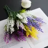 Planta Verde Artificial Lavanda de 5 Ramas Flor Artificial Aterciopelada Boda Foto Estilo Pastoral Espiga de Trigo Flor Falsa Decoración Sala de Estar Hogar
