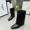 Nuevas botas de hebilla negra 2026, botines planos de moda para mujer de primavera y otoño, botines convertibles, suela de plataforma