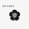 Botões florais de resina metálica com pérolas e detalhes em diamante branco para casacos de lã, blazers e suéteres