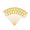Un paquete de 10 tarjetas de pastel de papel con anillo de diamante dorado flash decoración de fiesta del Día de la Madre suministros de horneado insertados a mano