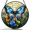 Pendente de vidro borboleta azul para jardim transfronteiriço, decoração de vidro para casa, decoração de janela, apanhador de sol para jardim