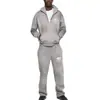 Aliexpress Comércio Exterior Estilo Retro Americano Desgastado Personalizado Moletom com Zíper Calça de Moletom Bordado de Letras Moletom com Capuz Atacado