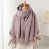 Bufanda Larga de Moda Pied de Poule Cálida para Otoño e Invierno para Mujer Versátil para el Trabajo Bufanda de Cachemira Sintética con Borlas