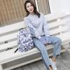 Llegada Nueva 2021 Mochila de Lona Gran Capacidad Bolso Escolar Moderno Combinable con Todo Estampado de Hojas Mochila Casual de Viaje para Mujer