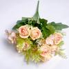 Paisagismo Verdejante, Rosas, Flores Artificiais, Pequenas Rosas na Cor Champanhe, Buquês de Mão, Buquês de Dia dos Namorados, Adereços de Decoração de Casamento