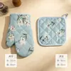 Guantes de cocina para hornear resistentes al calor estilo japonés con estampado floral para venta al por mayor transfronteriza, tapetes para horno aislantes del calor con patrón floral múltiple, almohadillas aislantes del calor resistentes a altas temperaturas