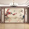 Novo Estilo Chinês Papel de Parede para Parede de Fundo de TV Revestimento de Parede Sala de Estar Mural de Paisagem com Flores e Pássaros 8D Filme e Televisão Papel de Parede Revestimento de Parede 3D