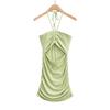 Vestido feminino estilo europeu e americano com decote sexy e alças justas e elásticas