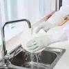 Guantes para lavar platos de goma transparente, blancos, resistentes al agua, para limpieza del hogar, antideslizantes, duraderos, para cocina, venta al por mayor