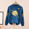 Suéter para Niños Estilo Coreano para Niños Mayores, Cuello Redondo, Otoño e Invierno, Forrado de Felpa y Engrosado, Elegante Suéter de Punto para Bebés