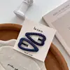 Presilha de Cabelo Geométrica com Bolinhas Azul Marinho Retrô, Acessório de Cabelo de Laço da Moda e Simples para Meninas, para a Parte de Trás da Cabeça, Presilha Lateral em Formato de Coração