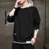 Stock de fábrica: Sudadera con capucha para hombre, manga larga, color liso, estilo retro, adecuada para primavera, otoño e invierno, negra, producto de comercio electrónico transfronterizo
